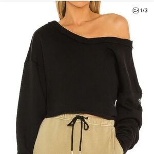 Alo Yoga Black Off-Shoulder Women's Prima Sweater